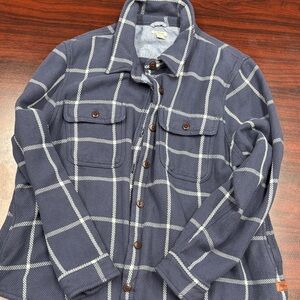L.L. Bean Navy and Cream Plaid Shirt Jacket